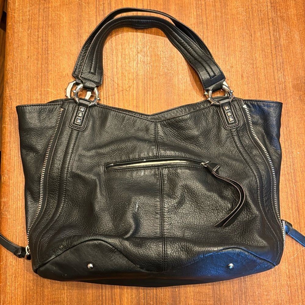 Aimee Kestenberg black leather moto style bag
